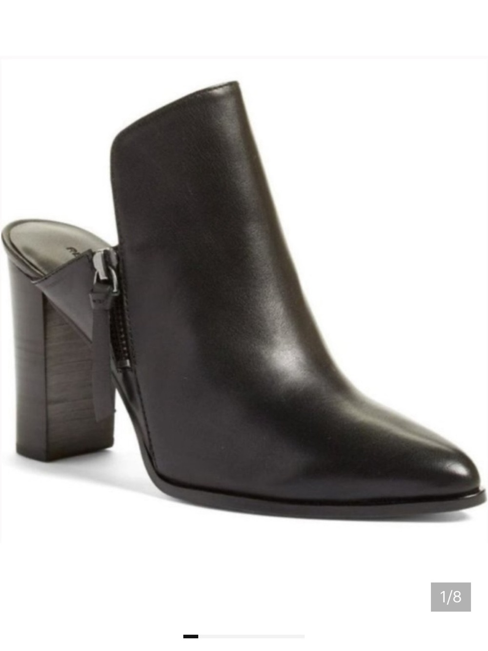 Rebecca Minkoff Black Leather Mule Booties Block Heel Women’s Size 7 M